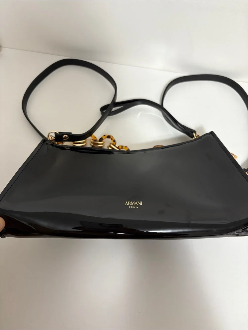 Giorgio Armani Black Patent Leather 3 in 1 Bag  with dust bag
